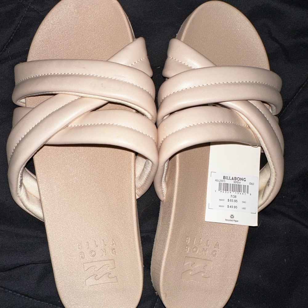 Billabong Women's Padded Cross-Strap Slide Sandals — Nude Beige